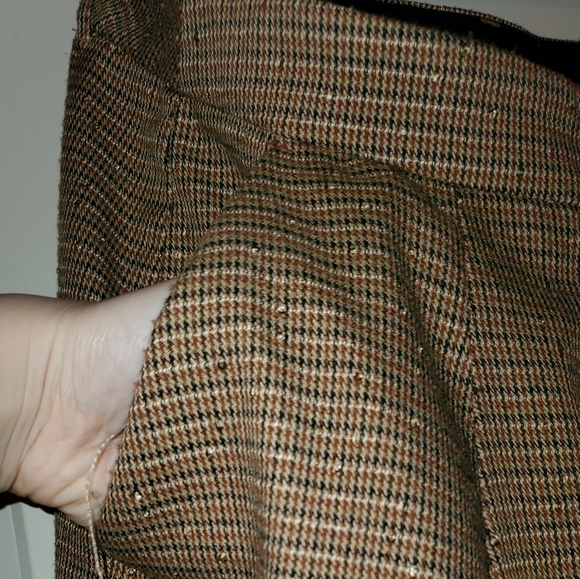 Maeve 18W, Plaid, Rhinestone, Anthropologie Tan Wide Leg Pants - Picture 6 of 8